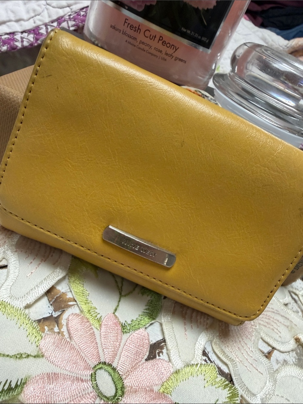 Nine West Yellow Leather Card Wallet